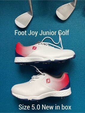 NEW!! FootJoy Junior Size 5 Golf Shoes - Red, White & Blue